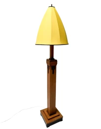 Art Deco Modernist Floor Lamp with Shantung Silk Shade, 1920s